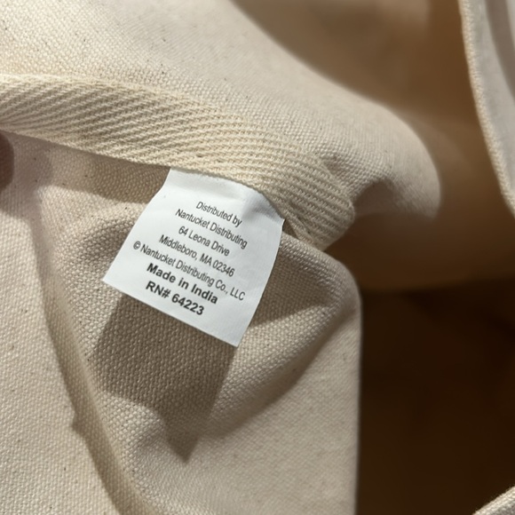 CHRISTMAS TREE SHOPS Cotton Canvas Tote Bag (Monogrammed “C”), Cream & Red\Black - Picture 6 of 13